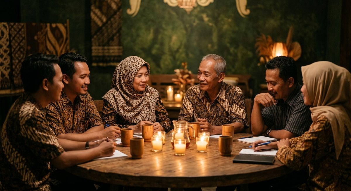 Peserta diskusi saling mengangguk mencapai mufakat di meja bundar